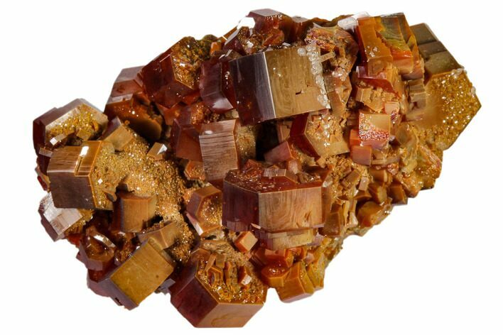 Red & Tan Vanadinite Crystal Cluster With Druzy Quartz - Morocco #116756